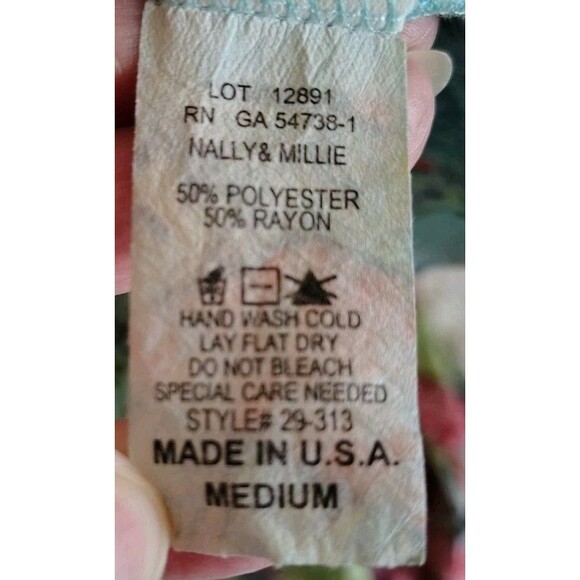 Mally & Millie USA Dress Size M 3/4 Sleeves Multi Color Elastic Waist - Picture 7 of 11